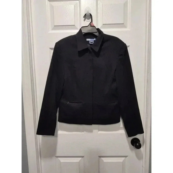 Vintage Bushwhacker Black Stretch Full Zip Jacket Collared Zip Pocket Size Small - Picture 1 of 8